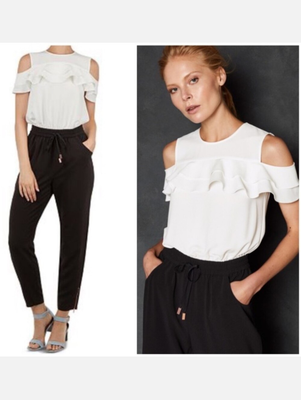 Ted Baker Toriil Ruffle Cold Shoulder Jumpsuit